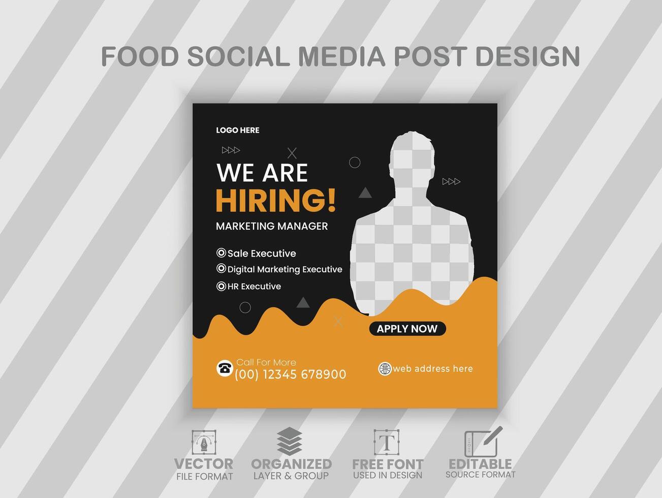 We are hiring job vacancy social media post template Design vector