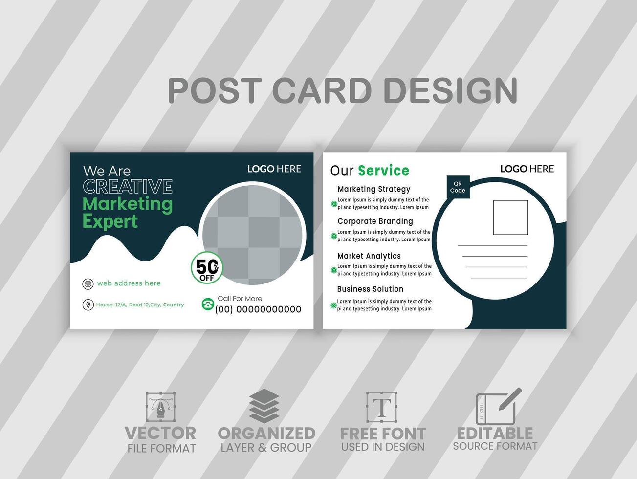 creative and modern postcard Template Design vector
