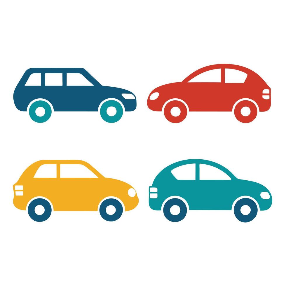 Car set illustration, flat car design. vector