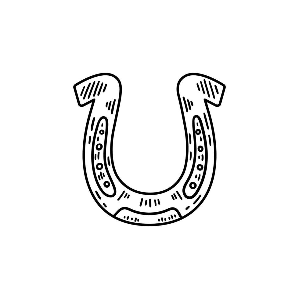 Horseshoe in sketch style. Hand drawn illustration. vector