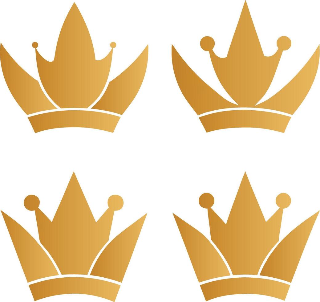 Royal crown icon set design, crown icon set illustration vector