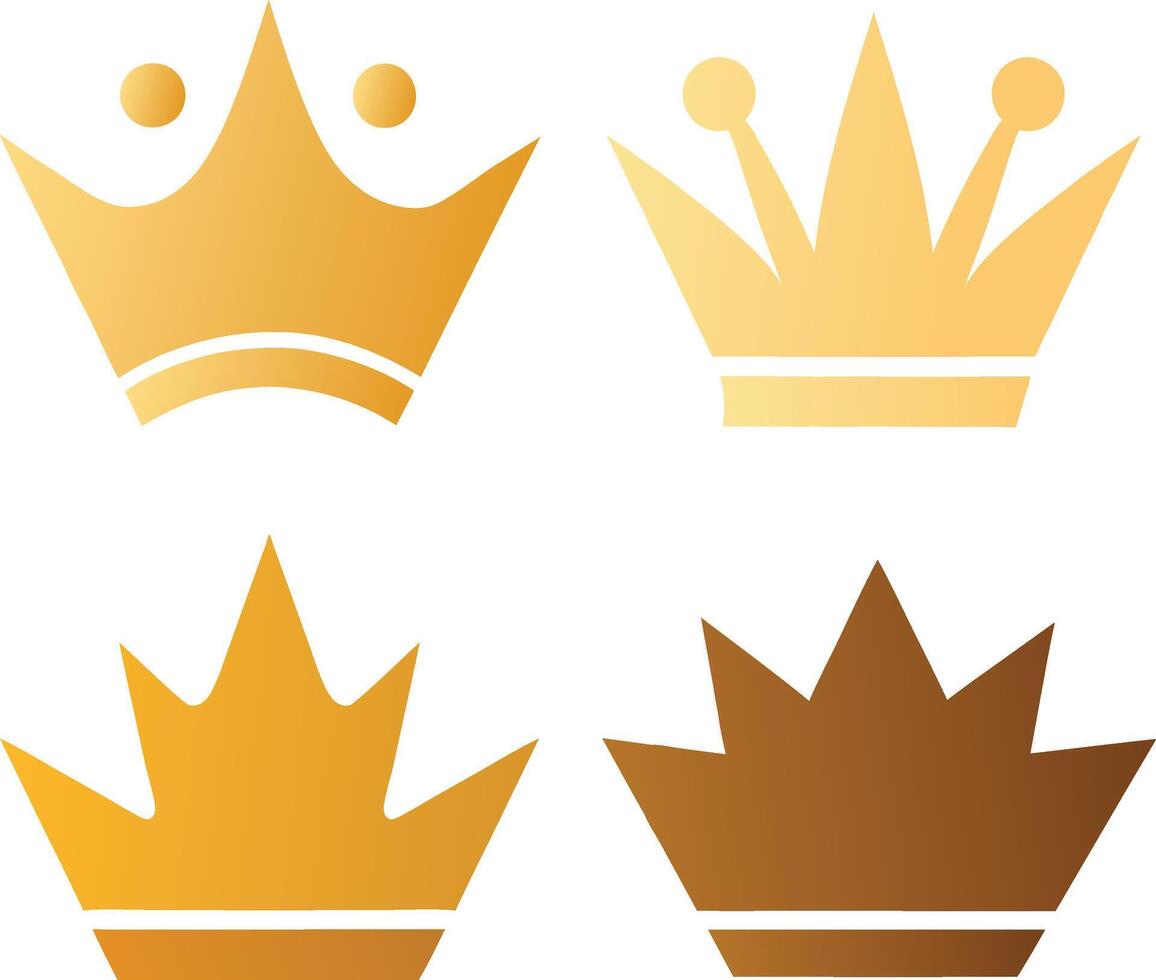 Royal crown icon set design, crown icon set illustration vector
