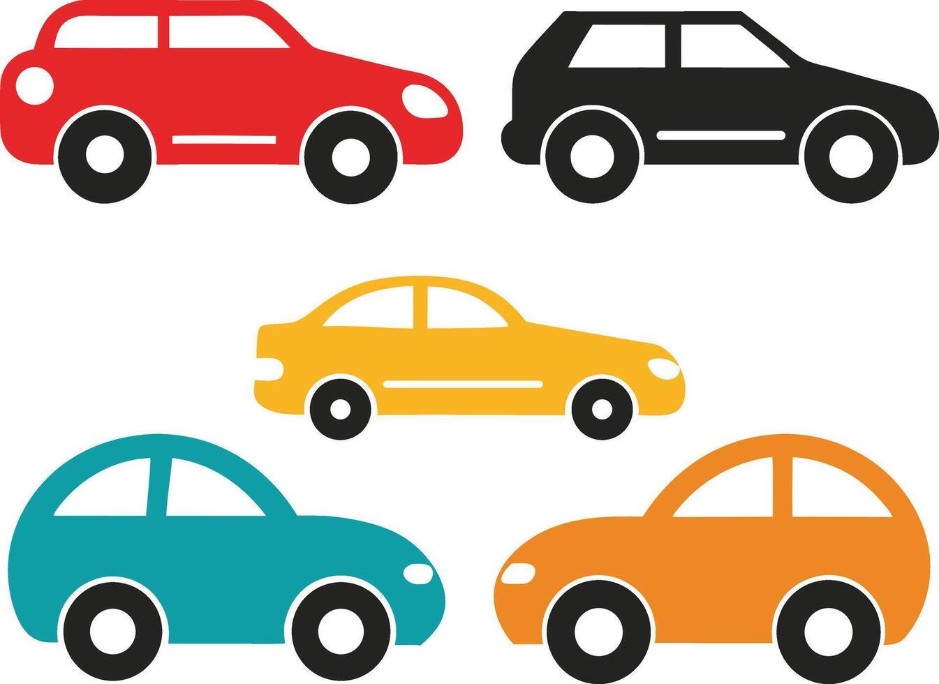 Car set illustration, flat car design. vector