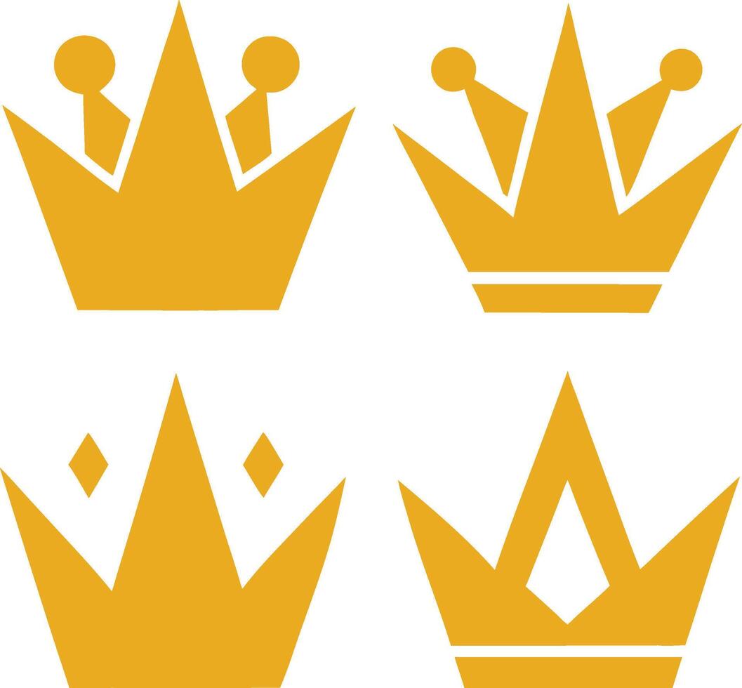 Royal crown icon set design, crown icon set illustration vector