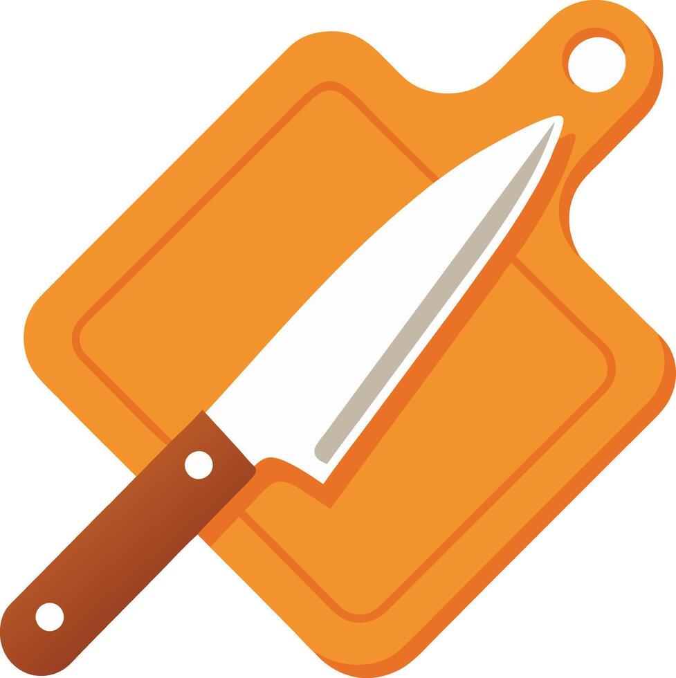kitchen cutting board with knife Illustration. vector