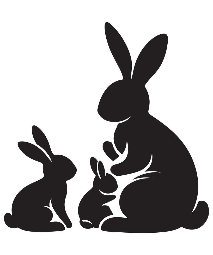 mother bunnies silhouette vector