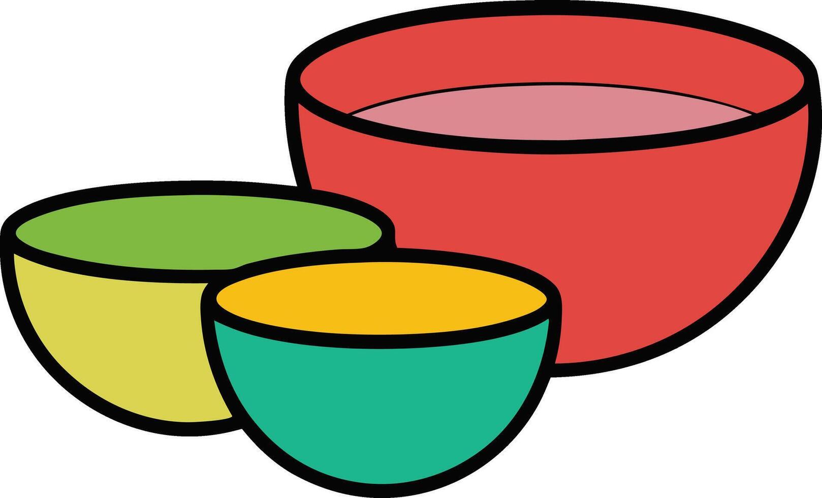 Modern Kitchen Bowls Collection, Stylish Bowl Icon Set. vector