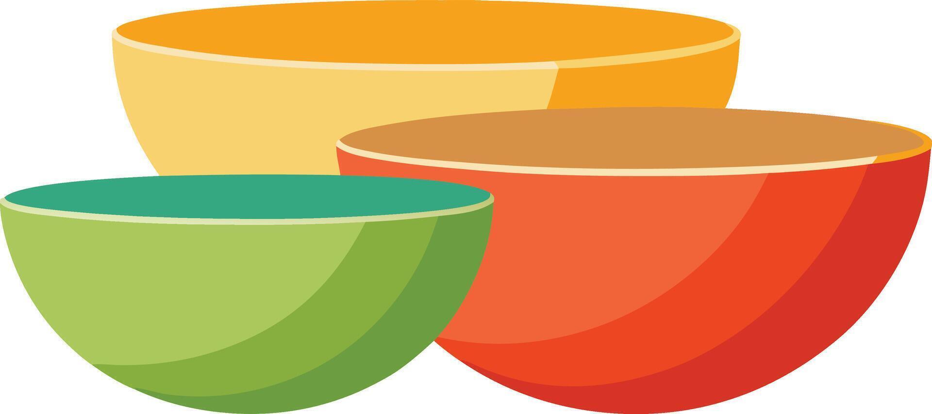 Modern Kitchen Bowls Collection, Stylish Bowl Icon Set. vector