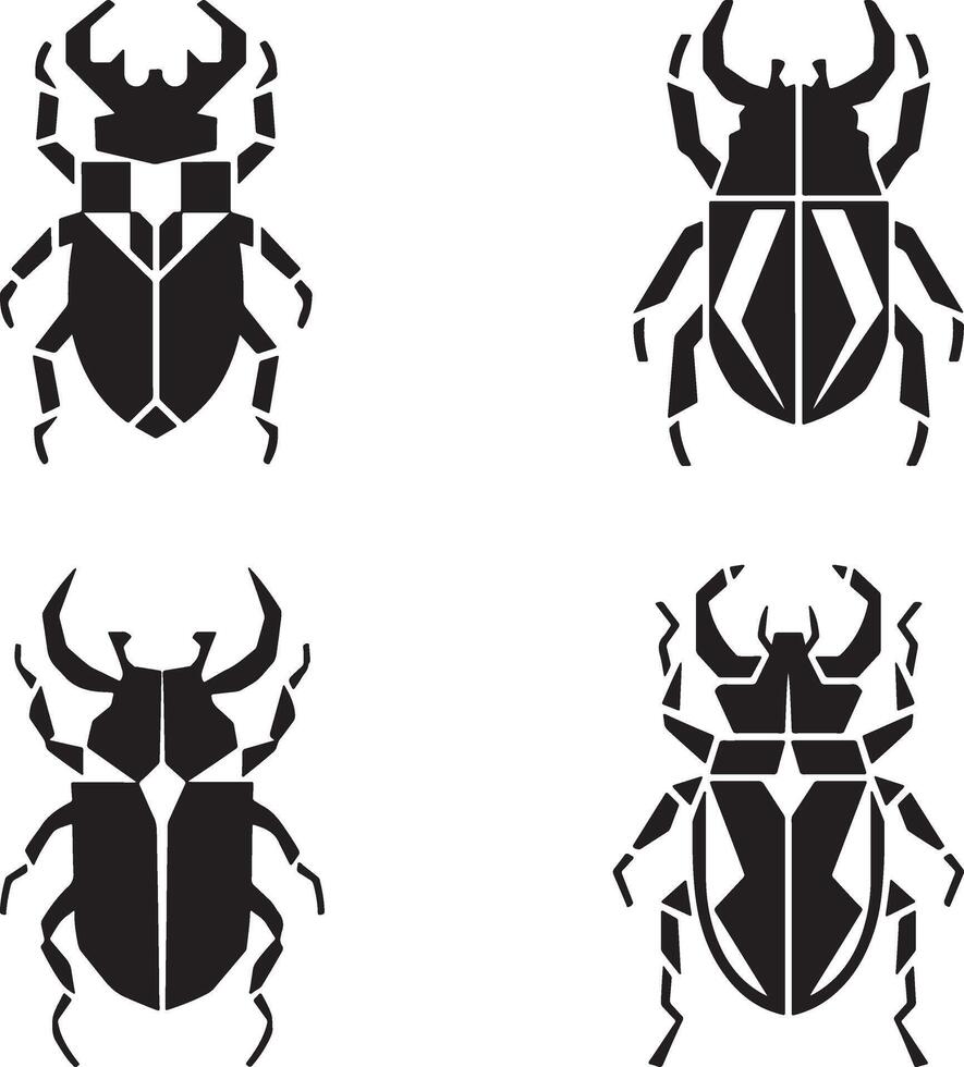 A minimalist style insects silhouette image set. vector