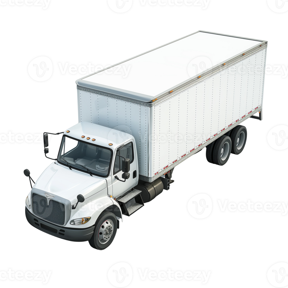 White delivery truck with a large cargo box png