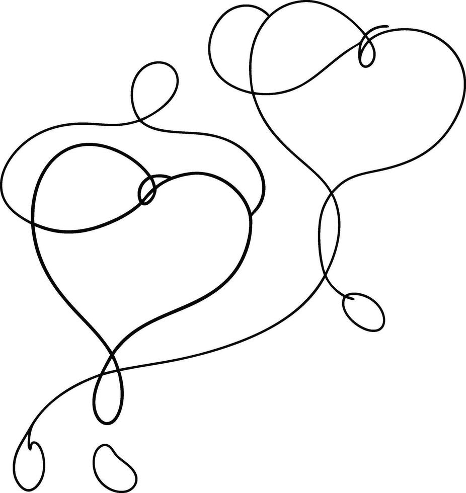 valentines hearts line art. vector