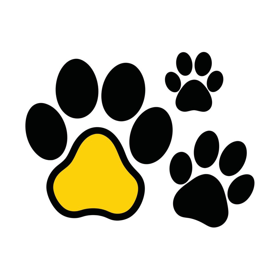 Wildlife footprint illustration, animal track black silhouette. vector