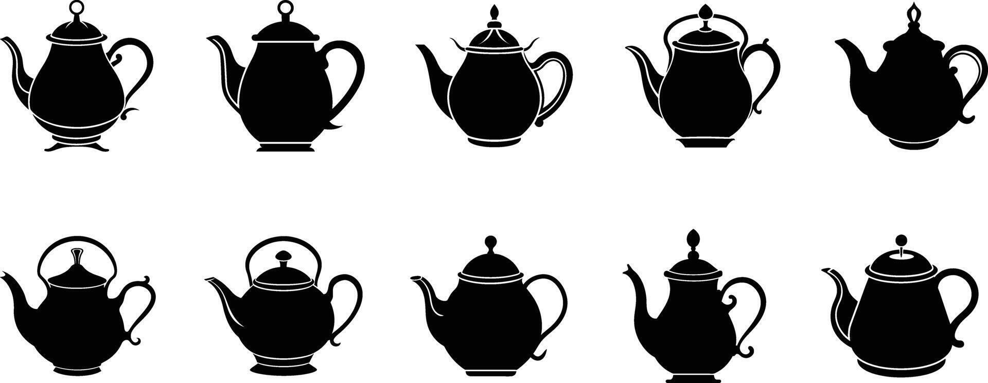 elegant teapot outline illustration. vector