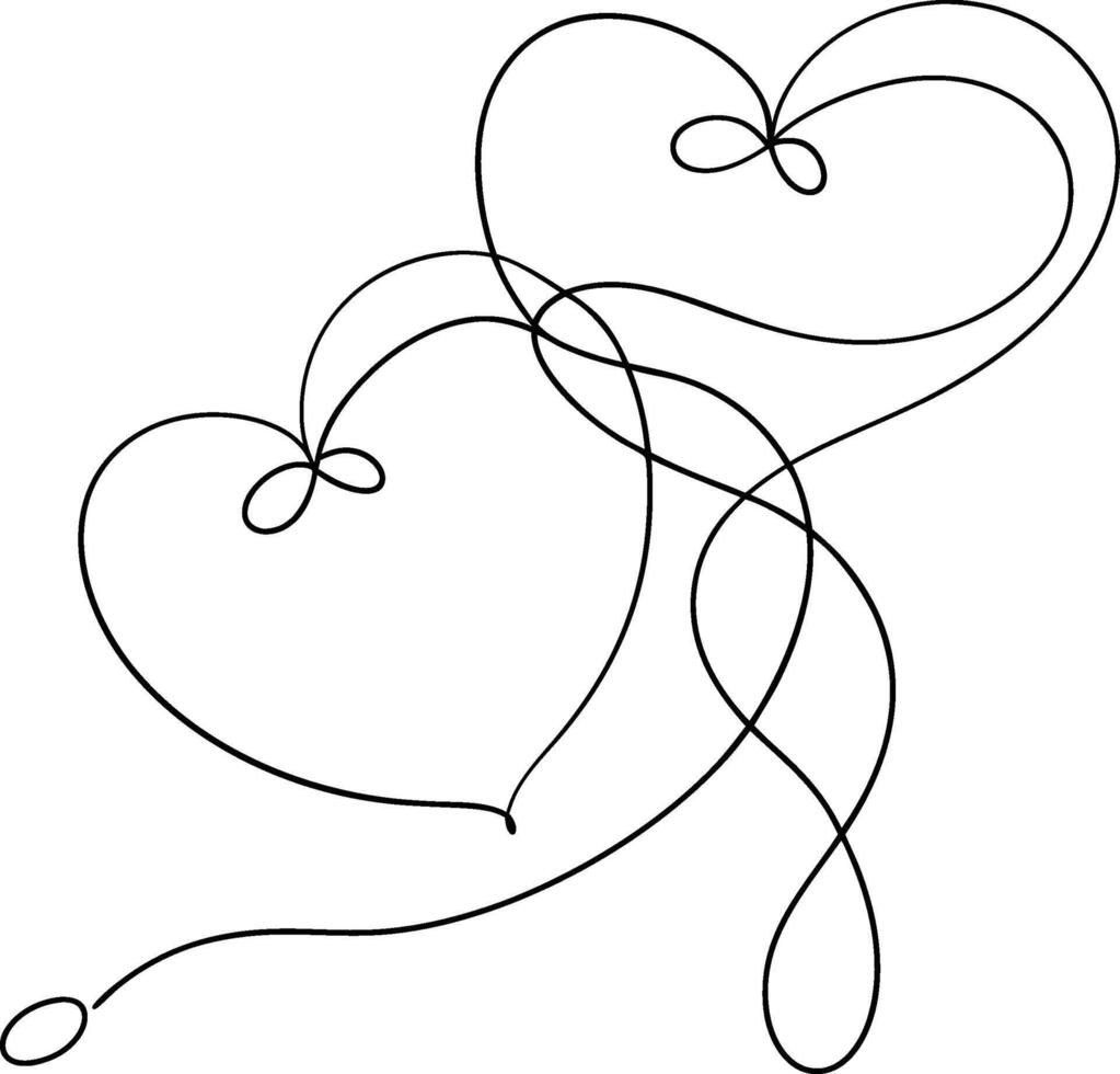 valentines hearts line art. vector