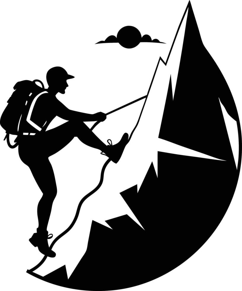 rock climbing climber silhouette mountain climber. vector