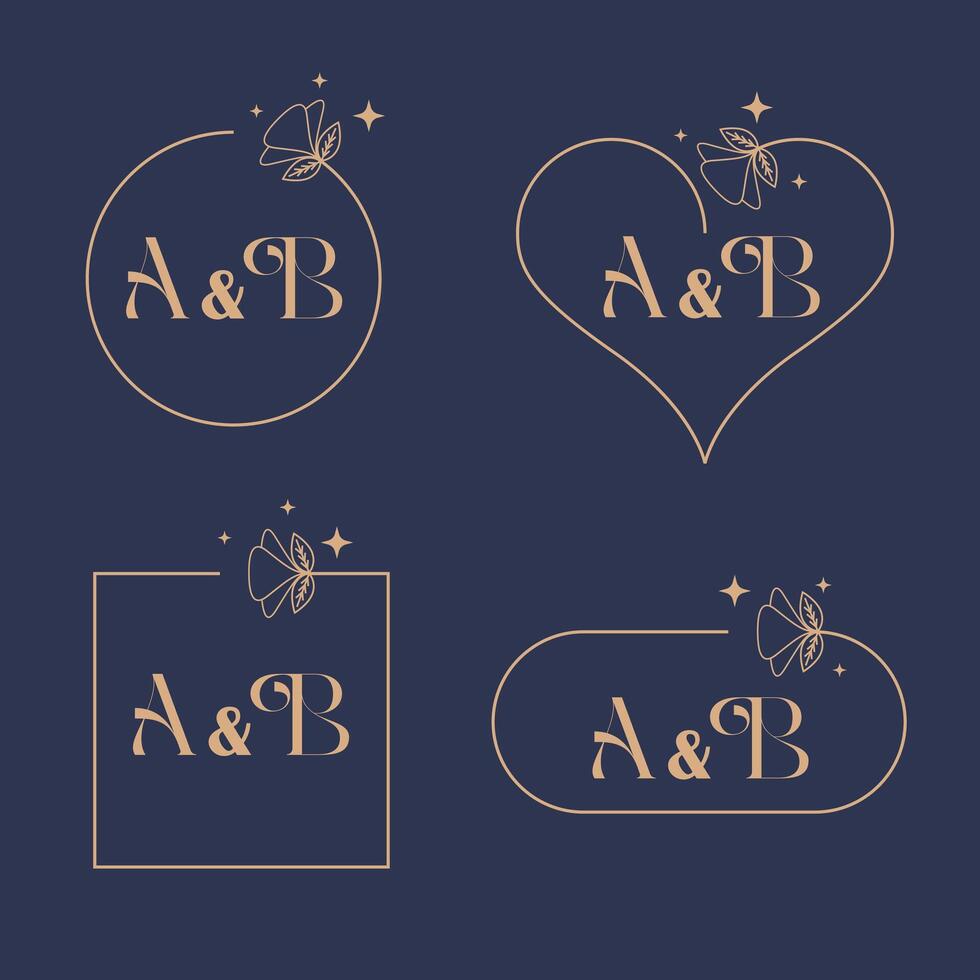 Minimalist letter A and B modern monogram set vector