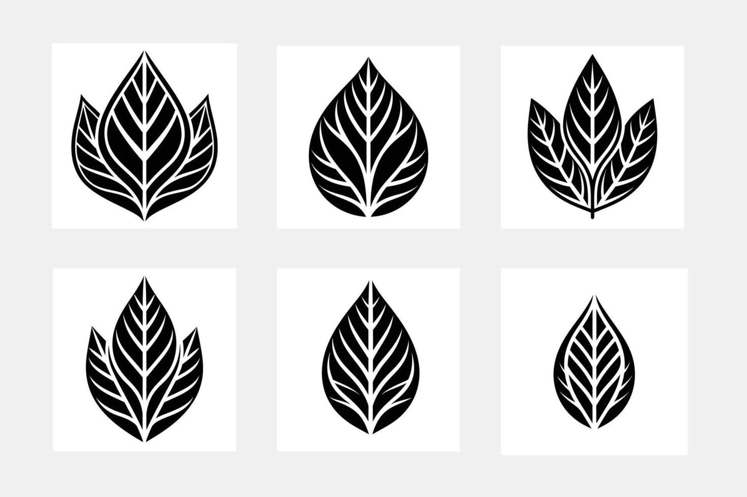 Leaf simple illustration silhouette set vector