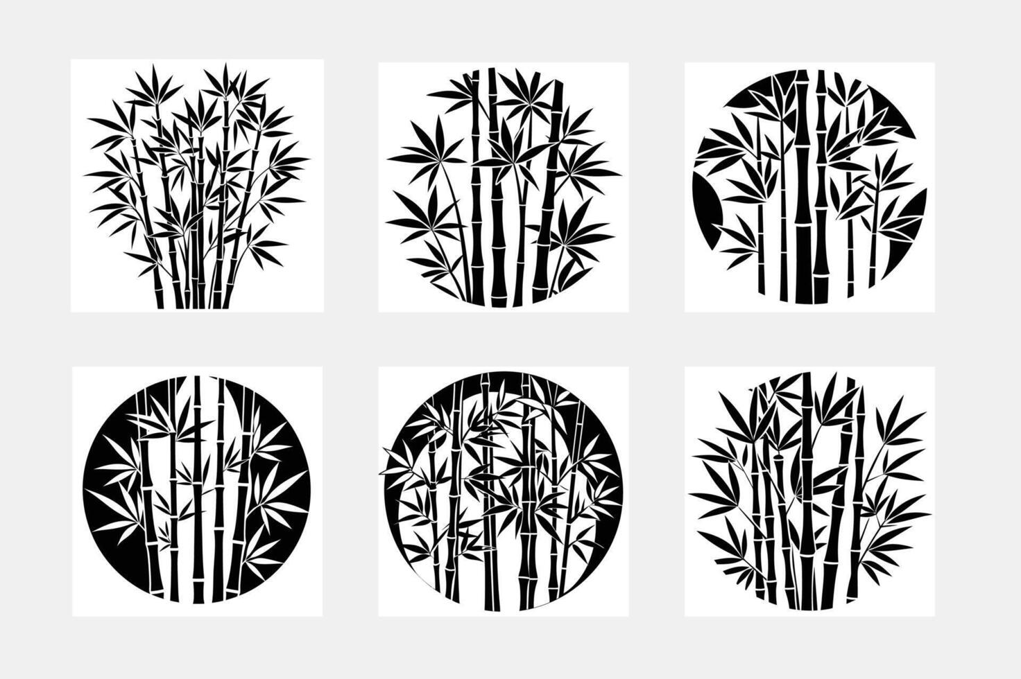 Bamboo simple illustration silhouette set vector