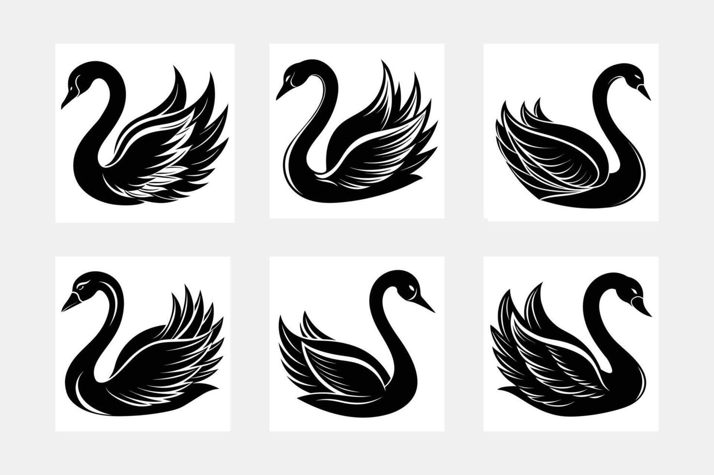Swan simple illustration silhouette set vector