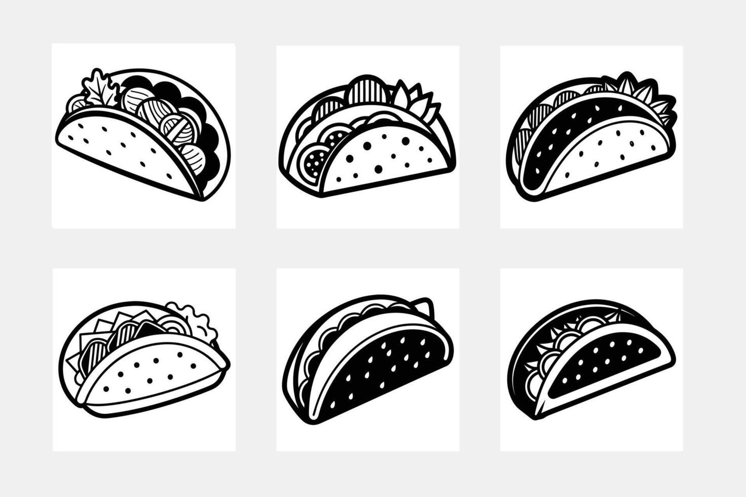 food simple illustration silhouette set vector
