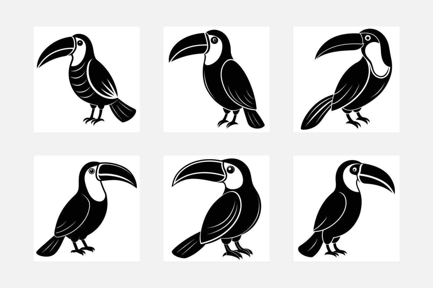 Toucan simple illustration silhouette set vector