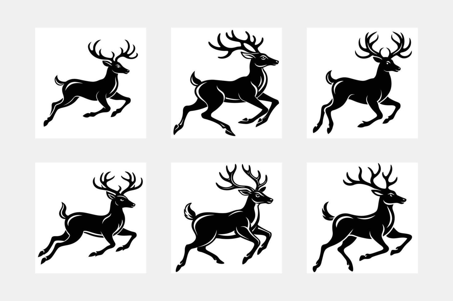 Deer simple illustration silhouette set vector