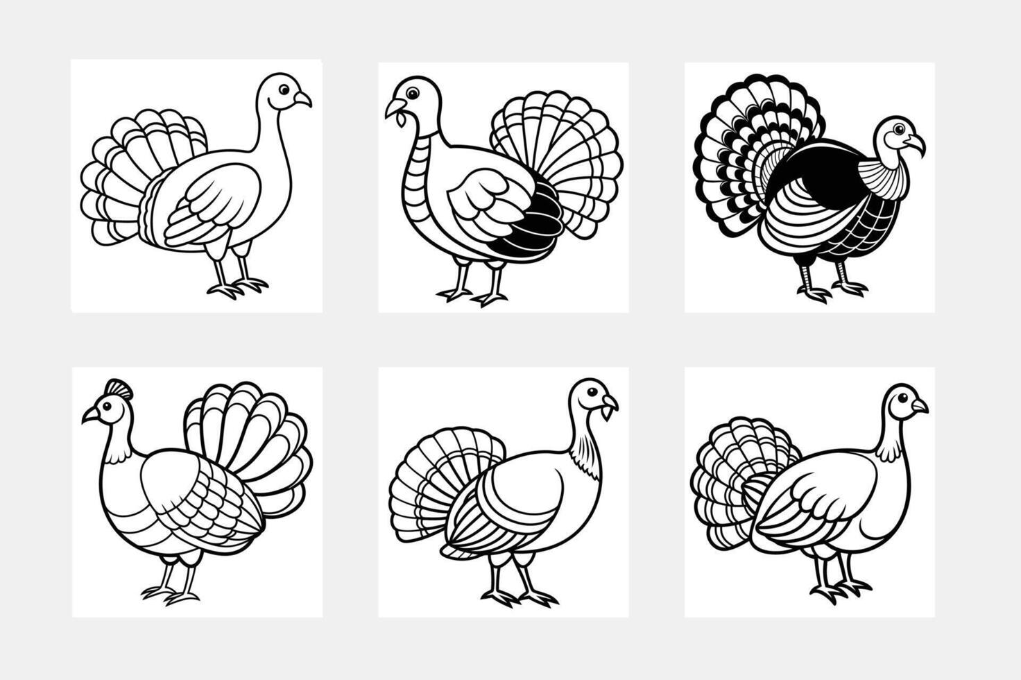 Turkey simple illustration silhouette set vector