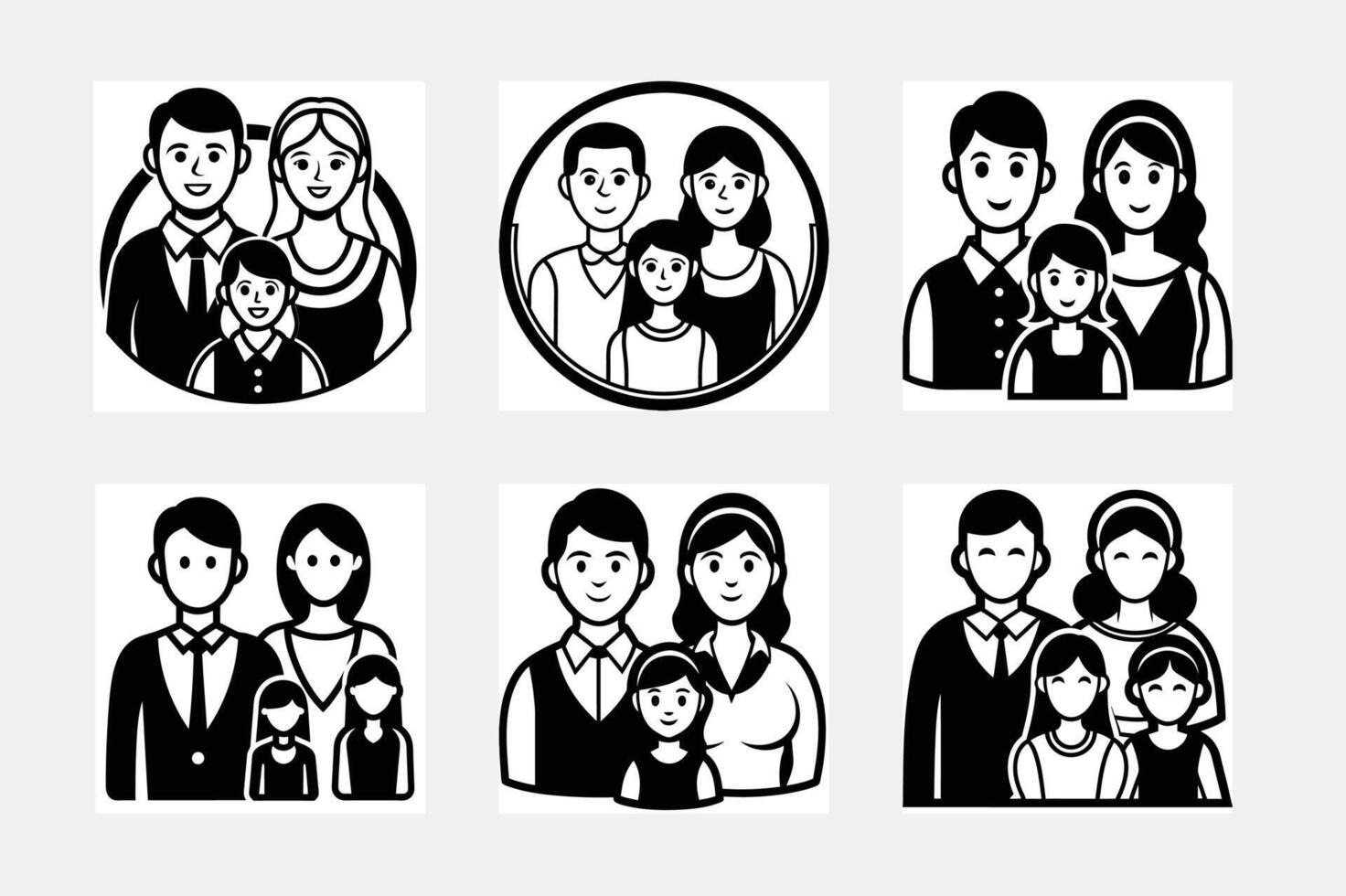 Family simple illustration silhouette set vector