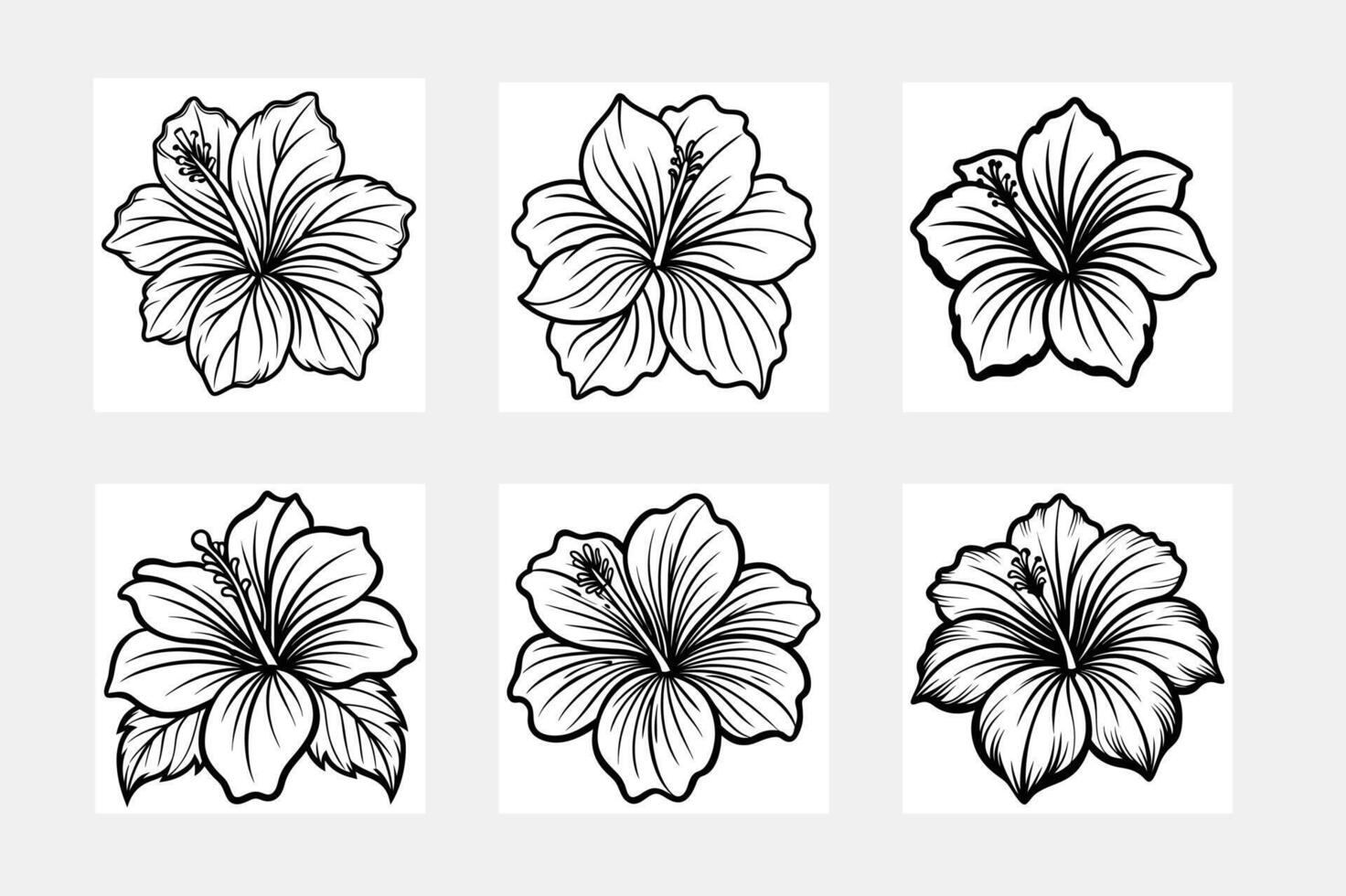 Flower simple illustration silhouette set vector