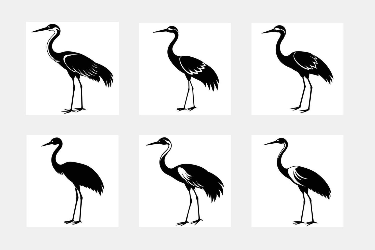 Cround crane simple illustration silhouette set vector