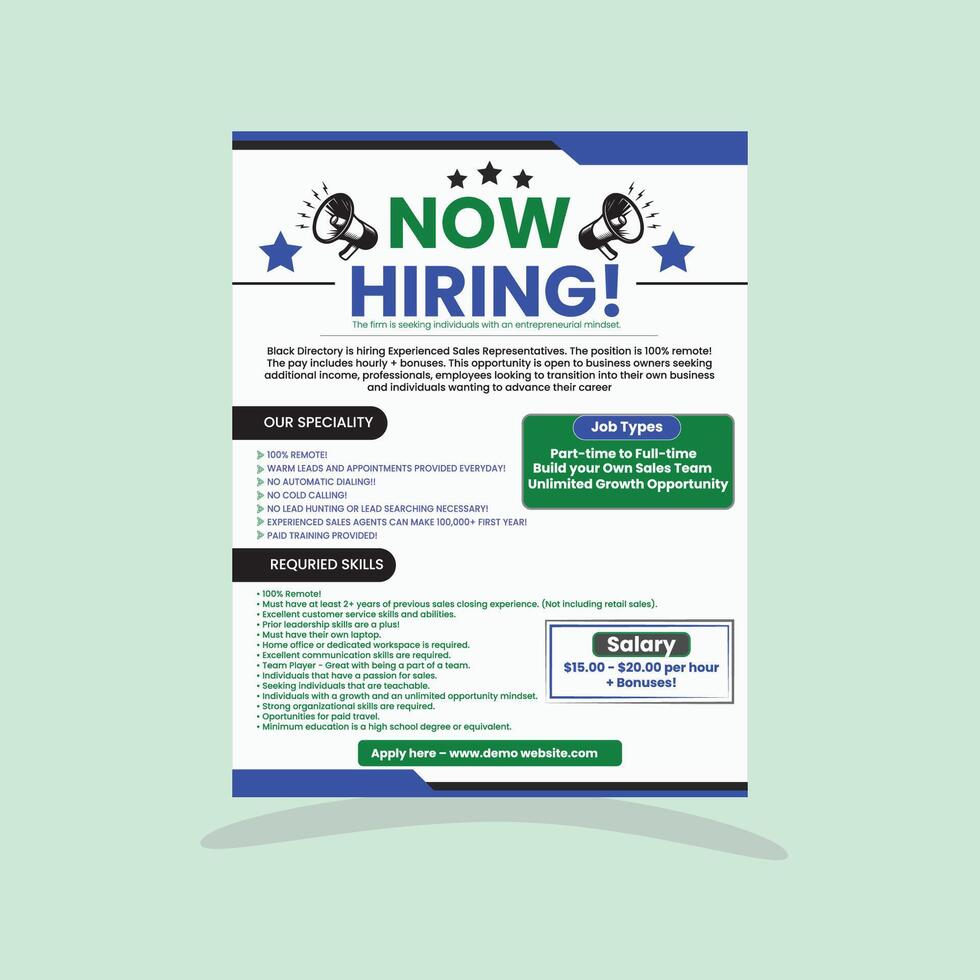 CREATIVE HIRING ADVERTISEMENT FLYER DESIGN vector