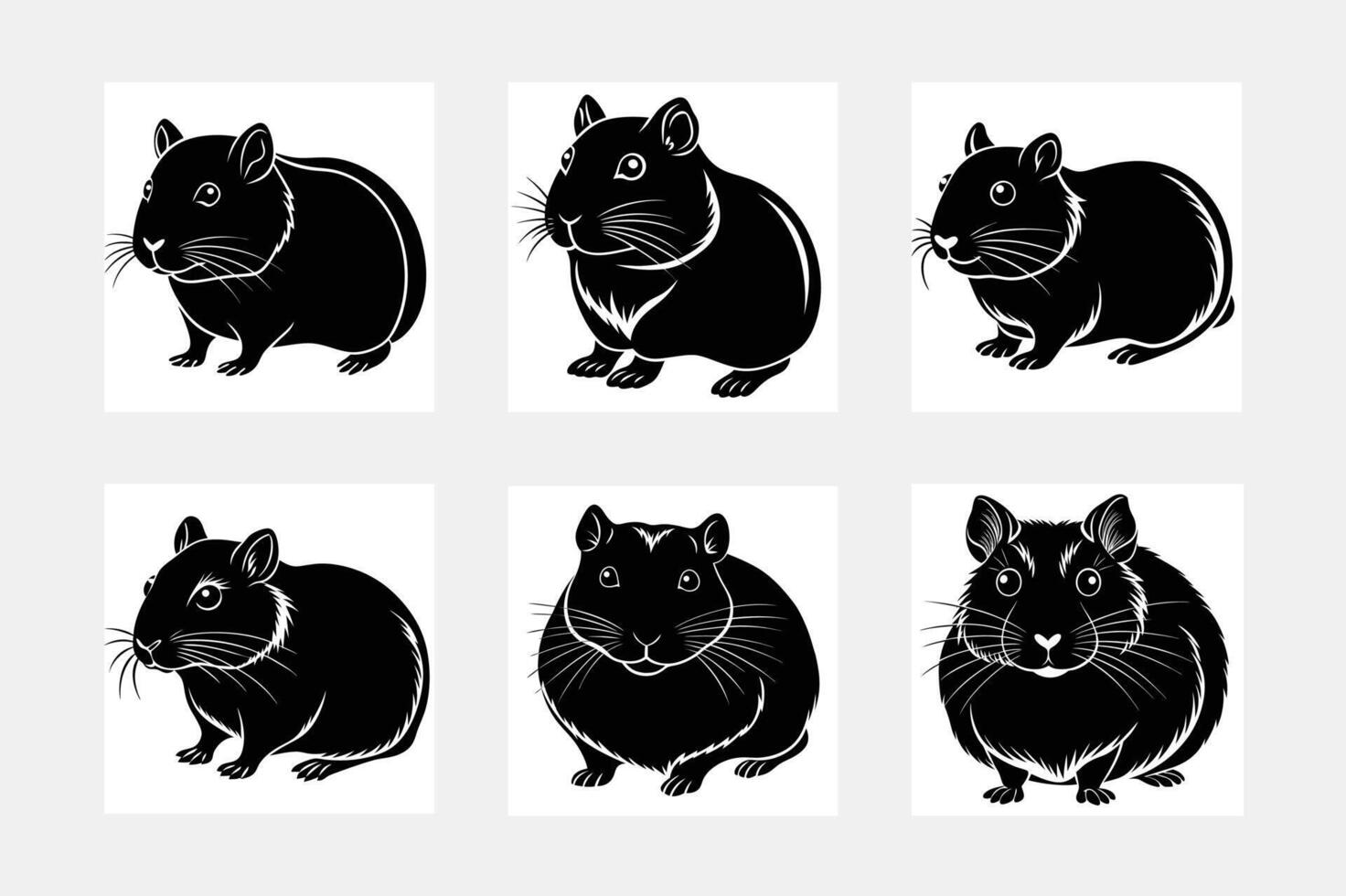 Set of hamster silhouette vector