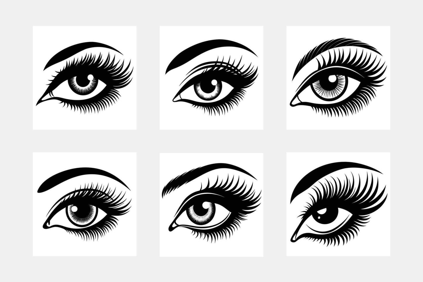 set of eye silhouette vector