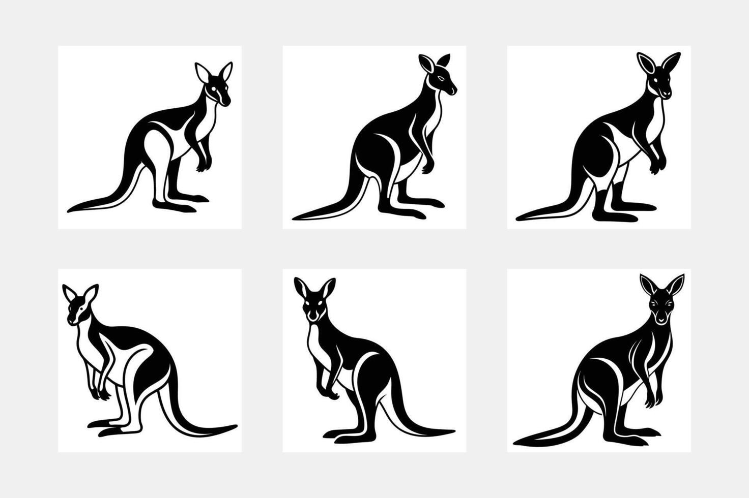 silhouette set of kangaroo vector