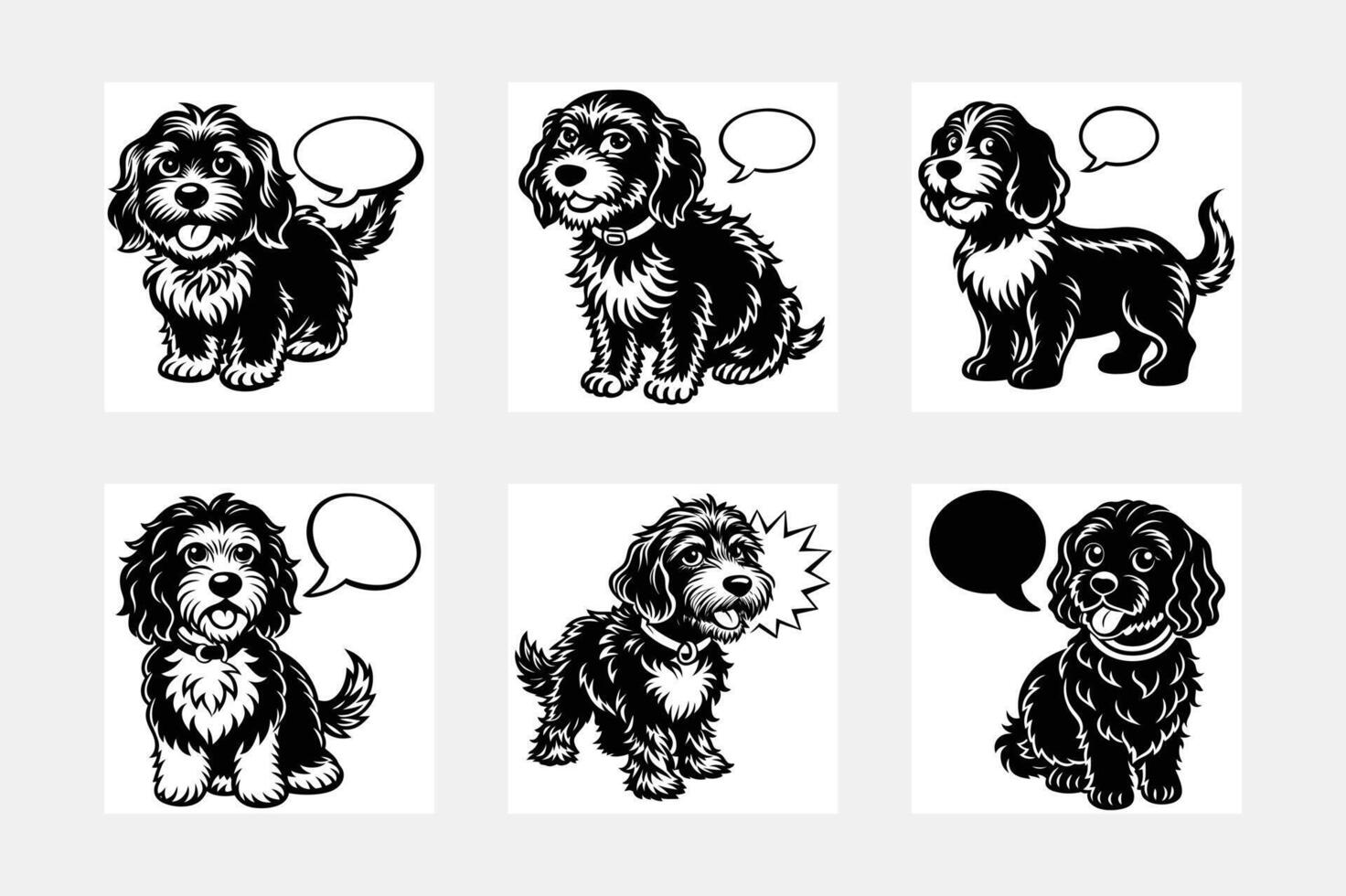 Cartoon Cockapoo silhouette set vector