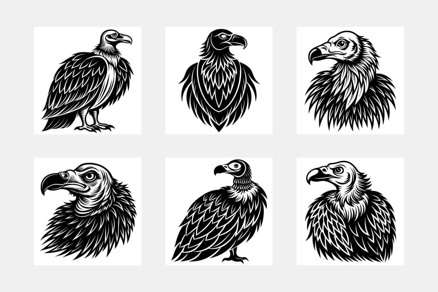 Vultures silhouette set vector