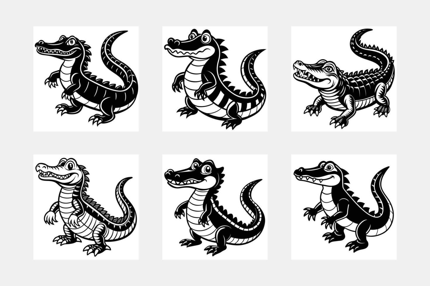 Alligator silhouette set vector