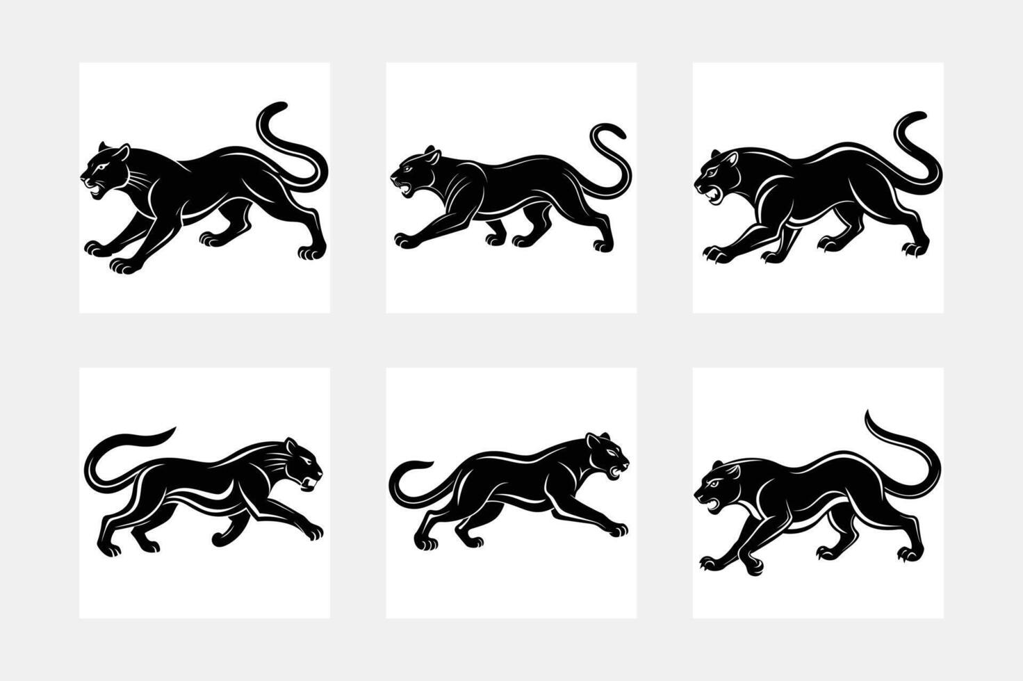 Running panther illustration bundle vector