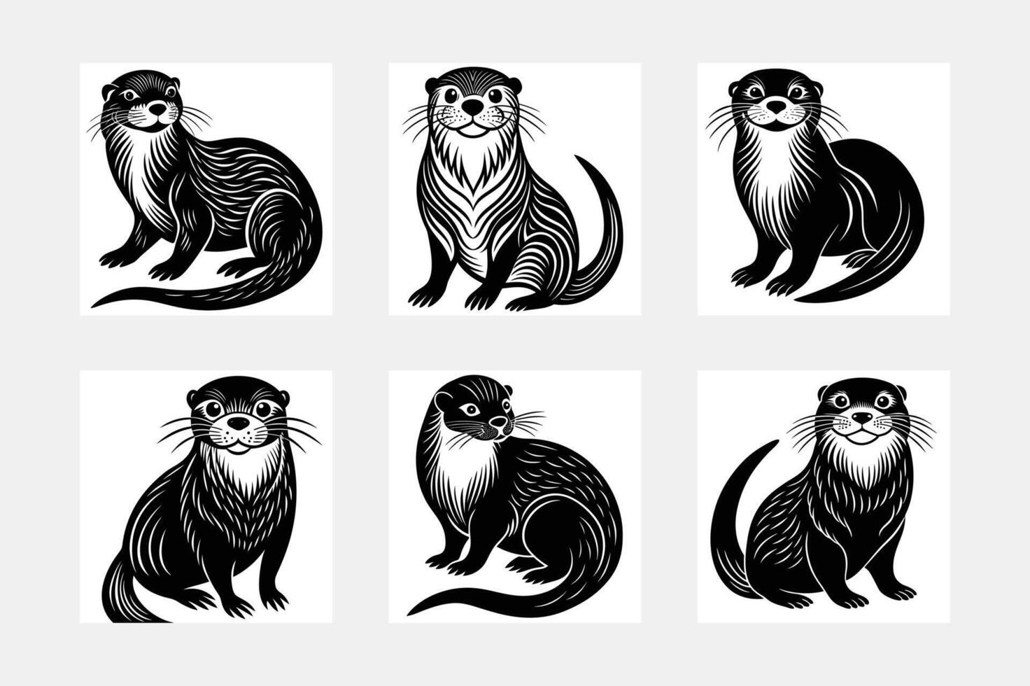 otter illustration bundle vector