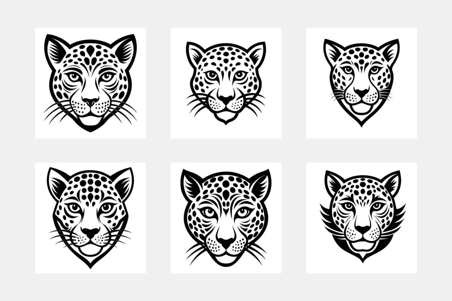 Set of leopard silhouette vector