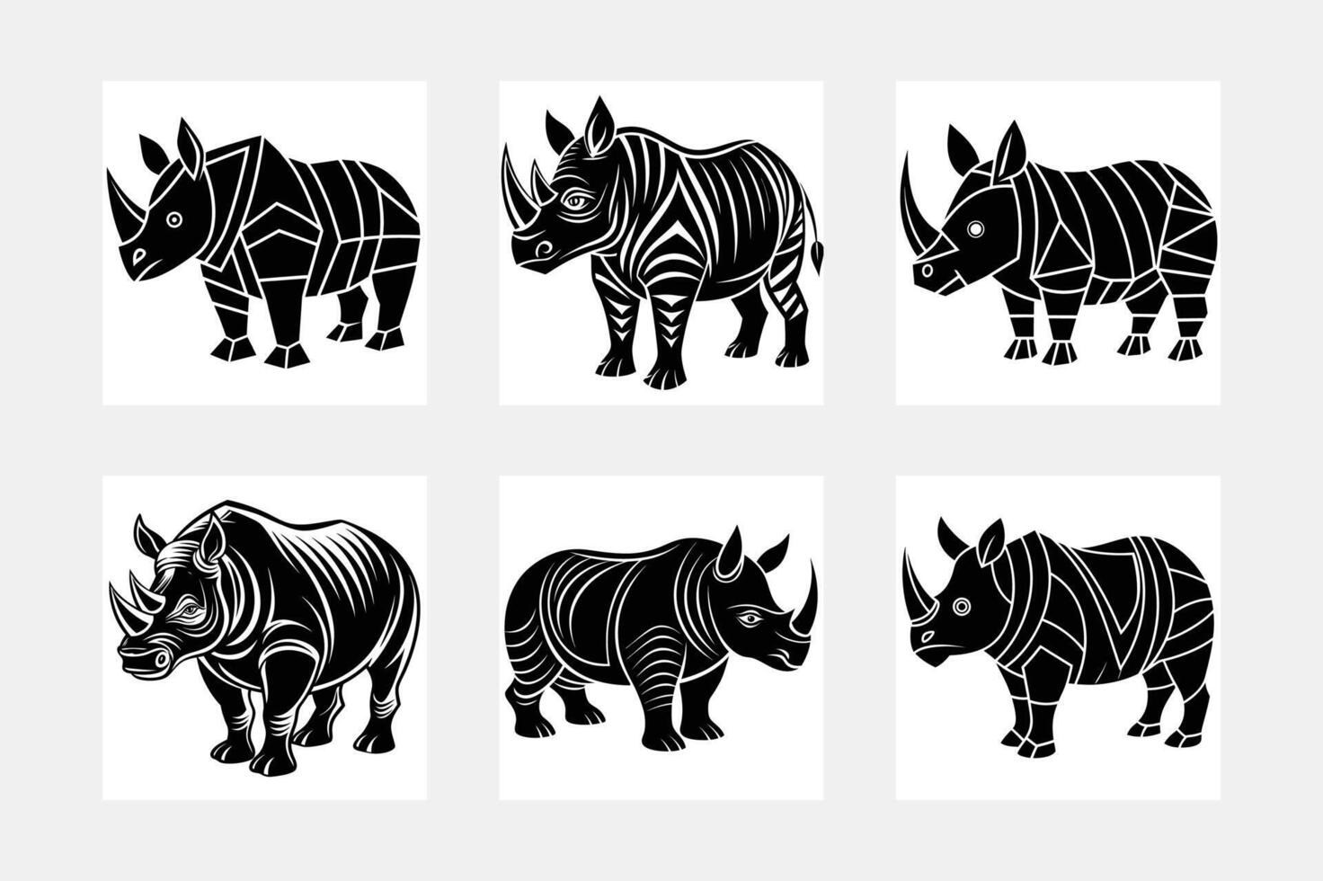 rhinoceros illustration bundle vector