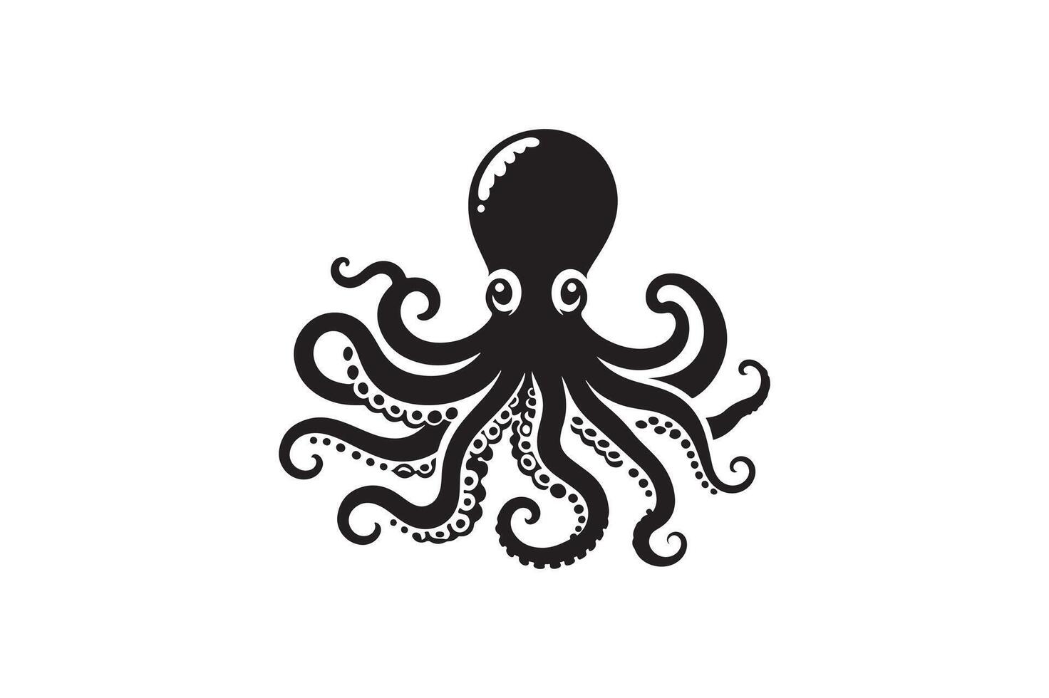 Octopas silhouette design. Black and white artwork. vector