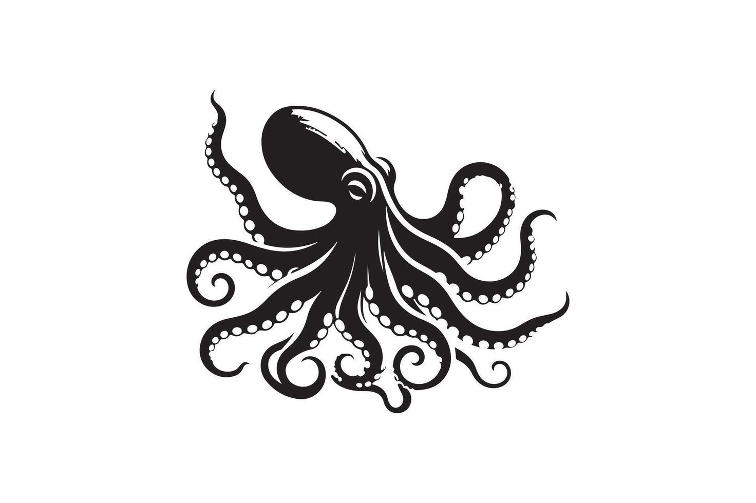 Octopas silhouette design. Black and white artwork. vector