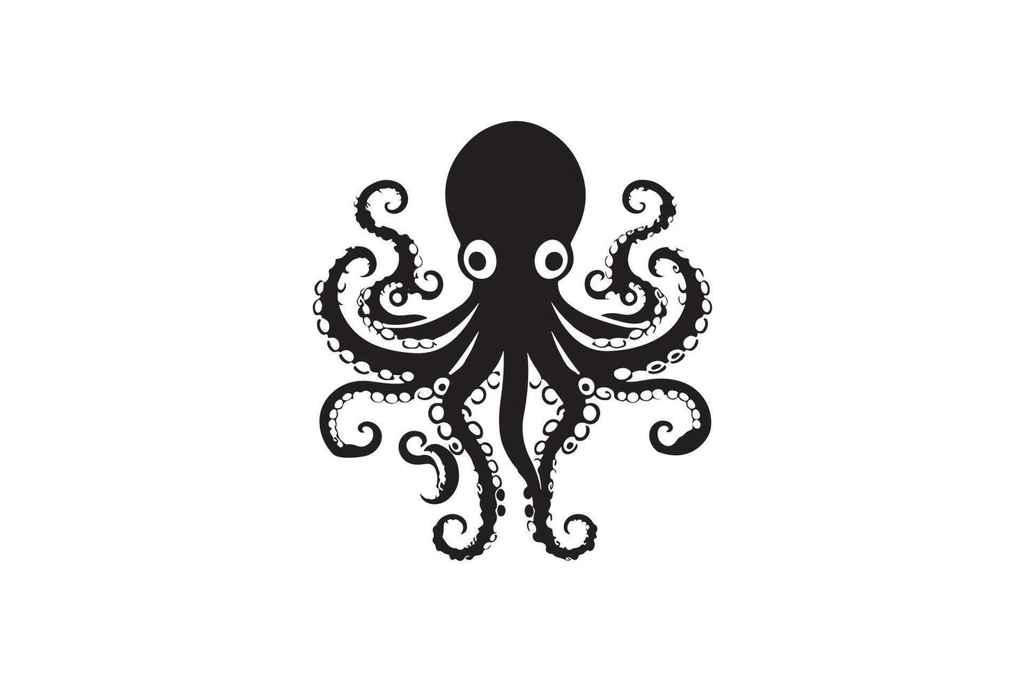 Octopas silhouette design. Black and white artwork. vector