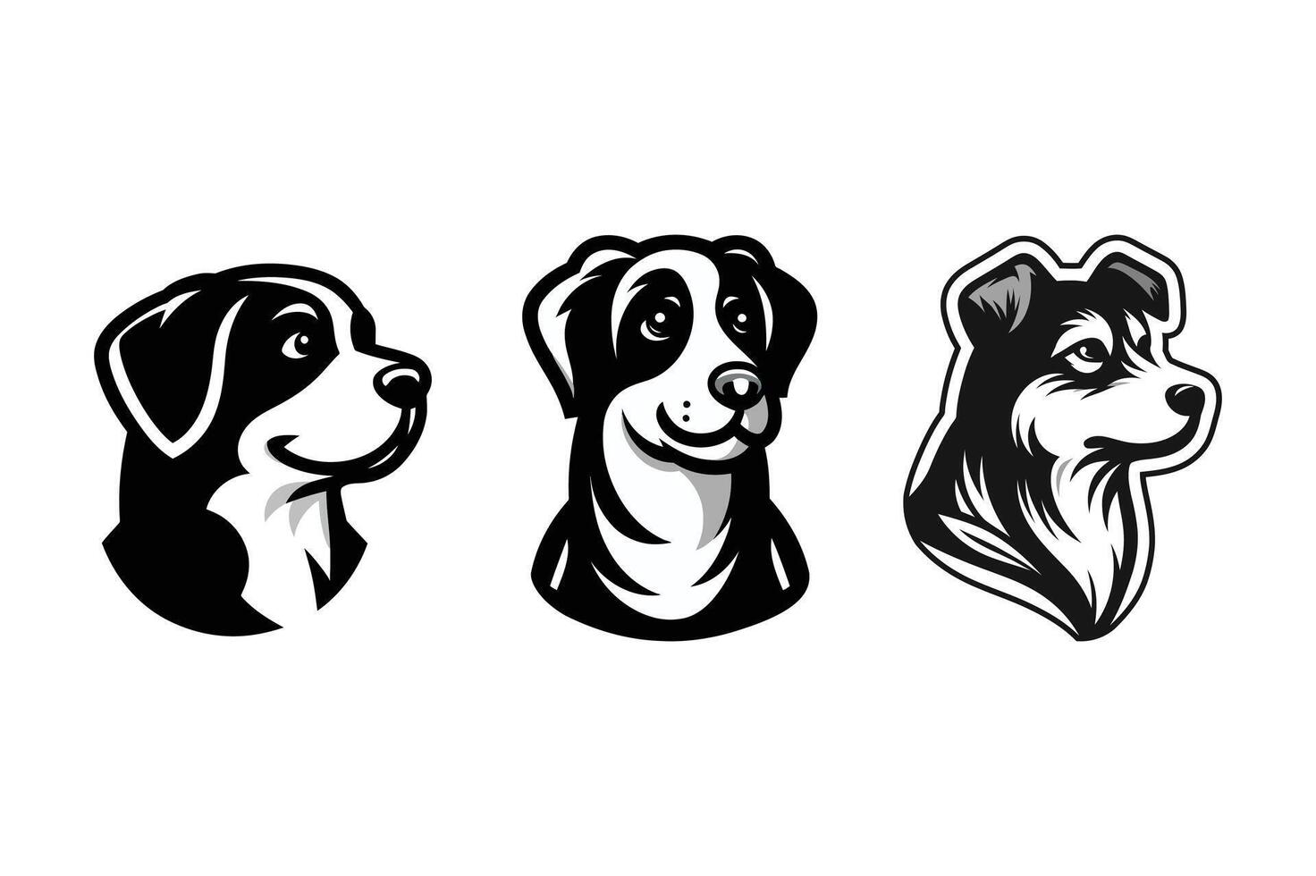 dog faces silhouette bundle pack. vector