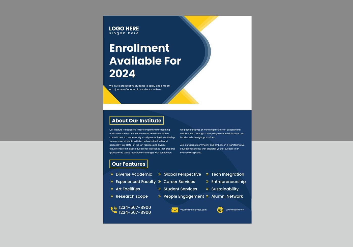 Academic flyer design. Educational ad design. vector