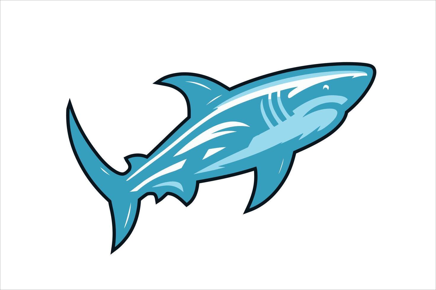 A jumping shark over the ocean. vector