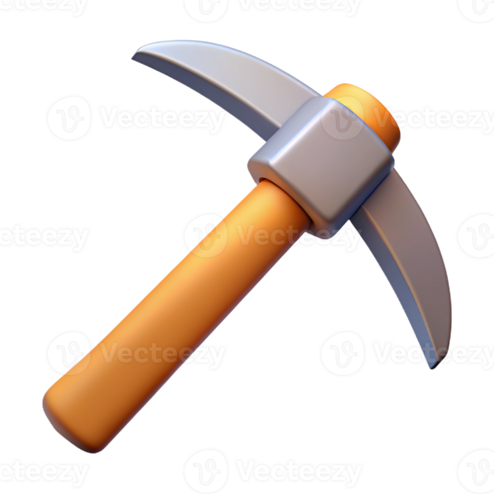3d illustration of mining axe png