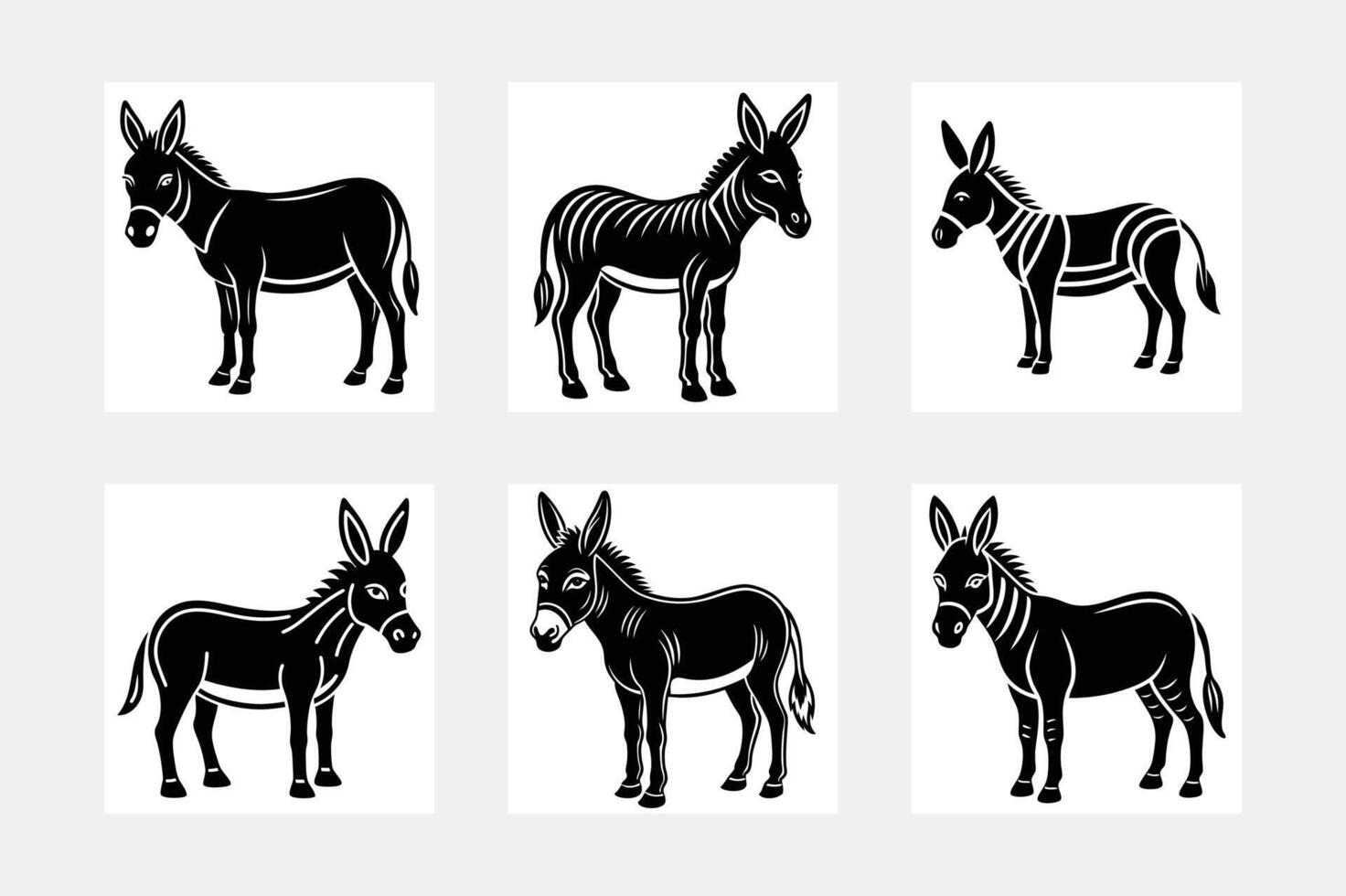 Donkey illustration bundle vector