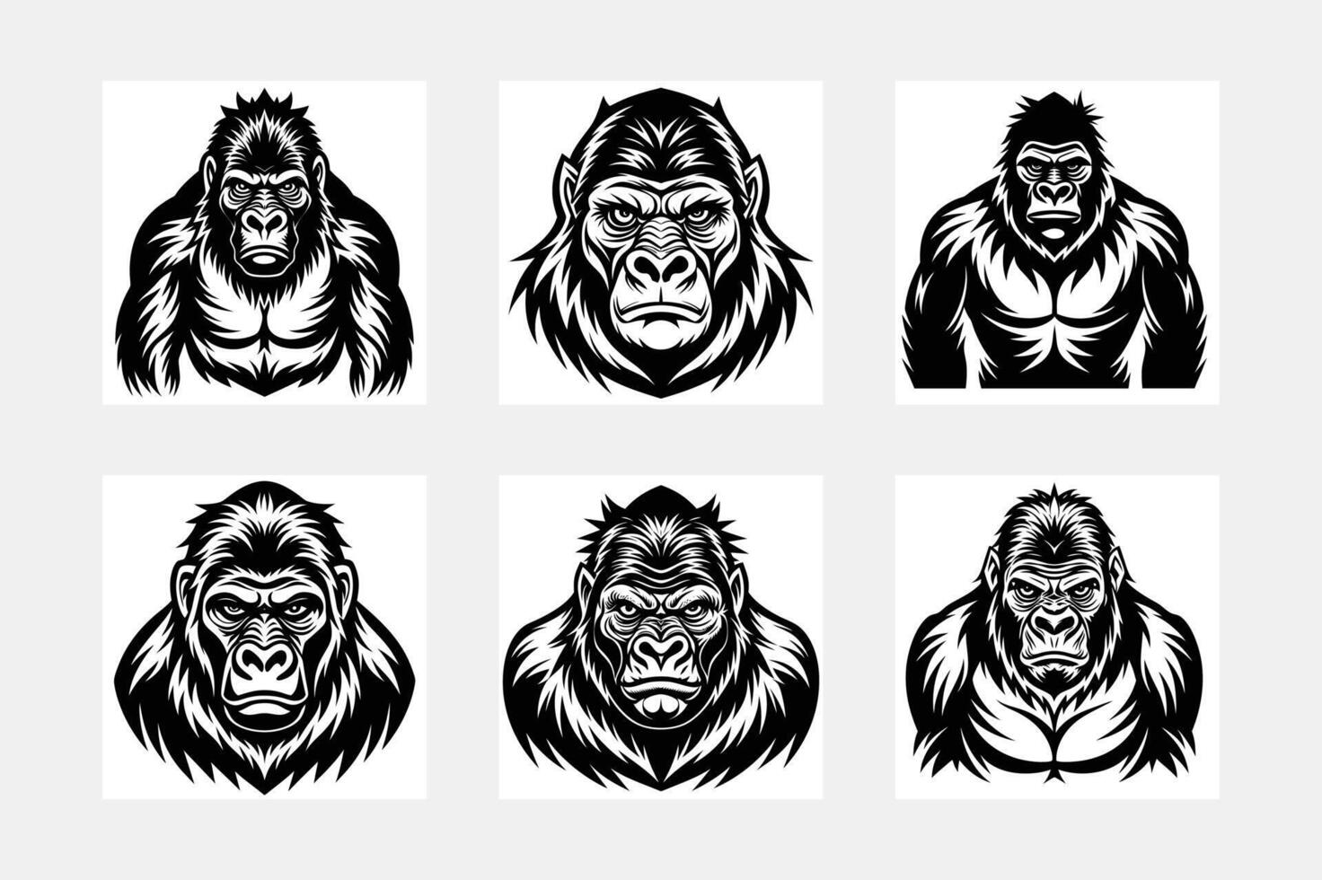 Gorilla illustration bundle vector